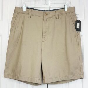 NWT Nautica True Khaki Anchor Flat Front Chino Deck Shorts 32W